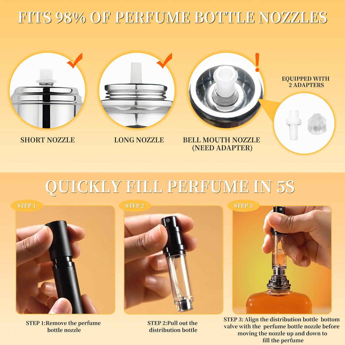 ACMYCH bottom-filling atomizer close-up shows easy refilling and secure sealing.