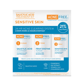 AcneFree 24Hr cleansing pump shows 1.5% salicylic acid for clear pores