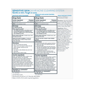 AcneFree 24Hr kit box emphasizes a simple three-step routine for sensitive skin