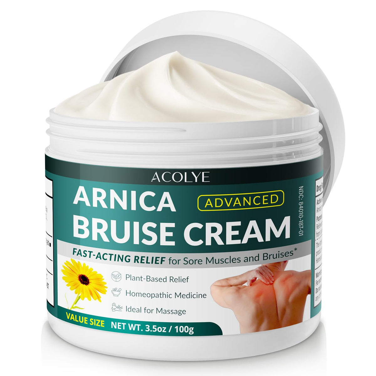 Acolye Arnica Cream for bruising smooths discoloration and supports skin recovery.