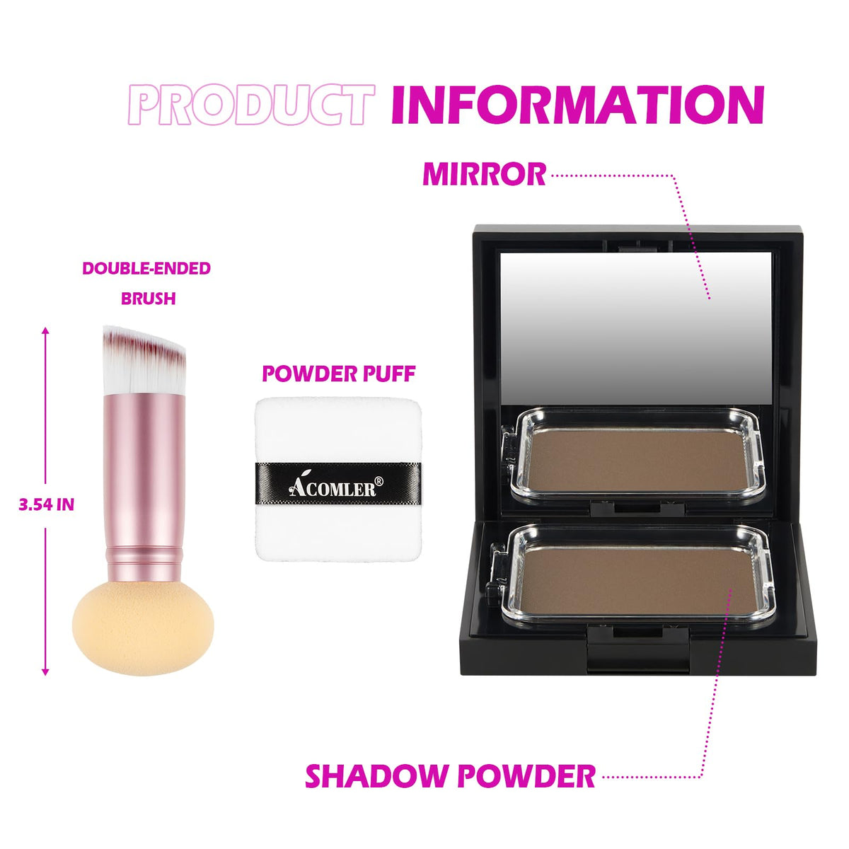 Acomler powder puff and applicator enables mess-free root concealment