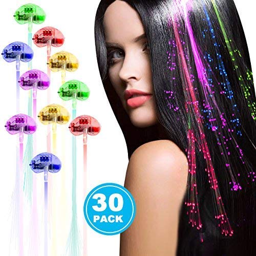 Acooe 30-pack LED hair clips set for versatile party looks.