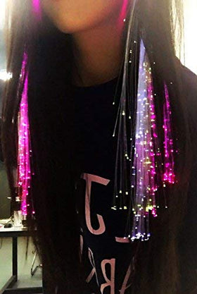Acooe LED hair clips show multicolor flashing lights to enhance hairstyles.