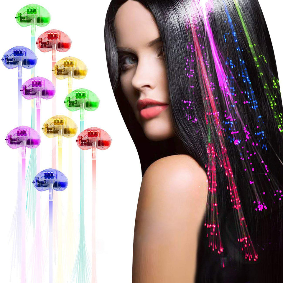 Acooe LED hair clip close-up with heart shape and five flashing colors for night parties.