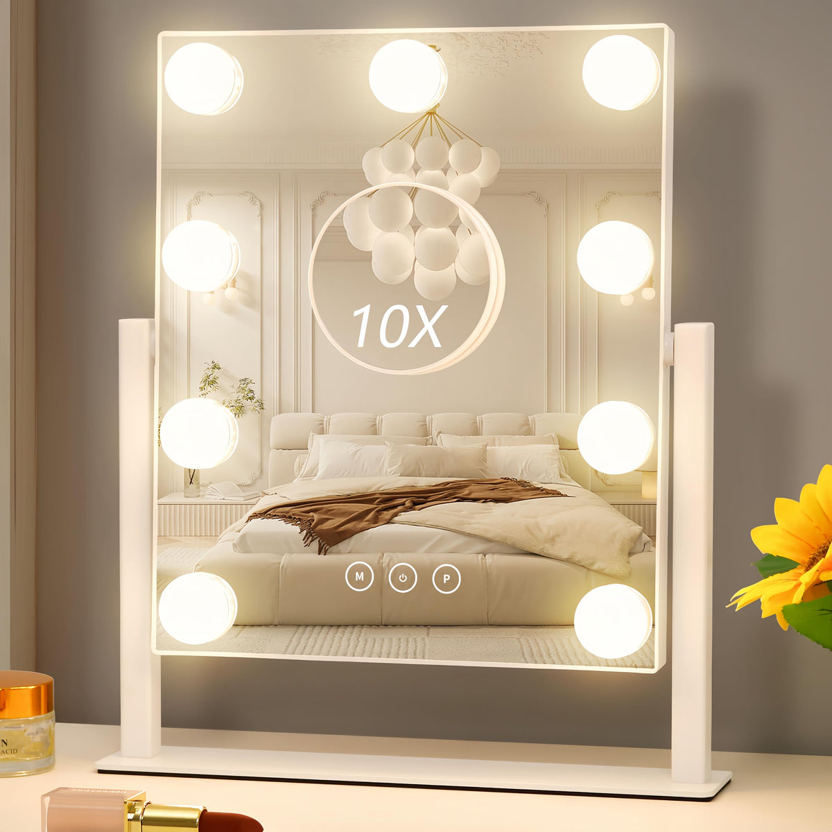 Acoolda vanity mirror with lights featuring 9 LEDs for even illumination.