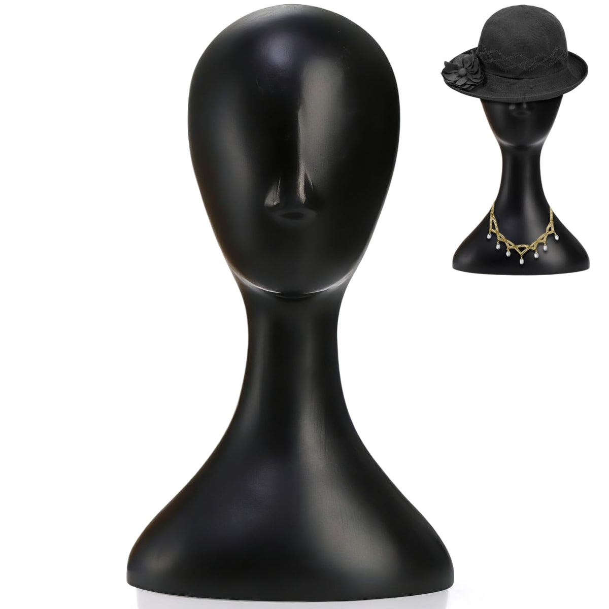 Acshio 16-inch mannequin head with neck displays wigs realistically for salons.