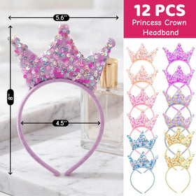 Acshio princess crown headband blue sequin ideal for birthday photos