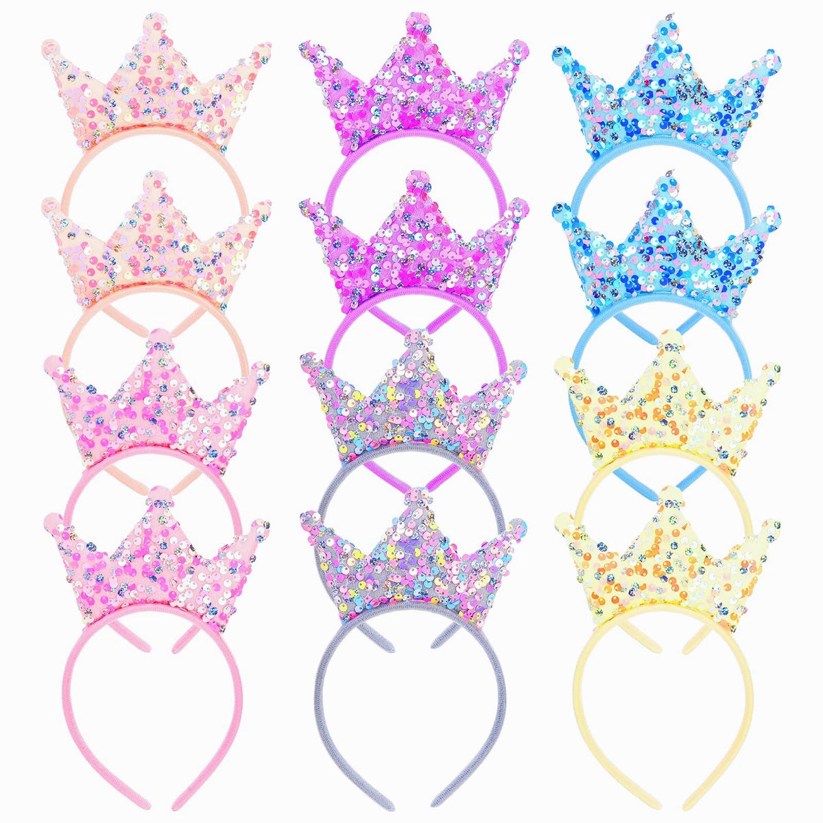 Acshio princess crown headband pink sequin for festive party styling