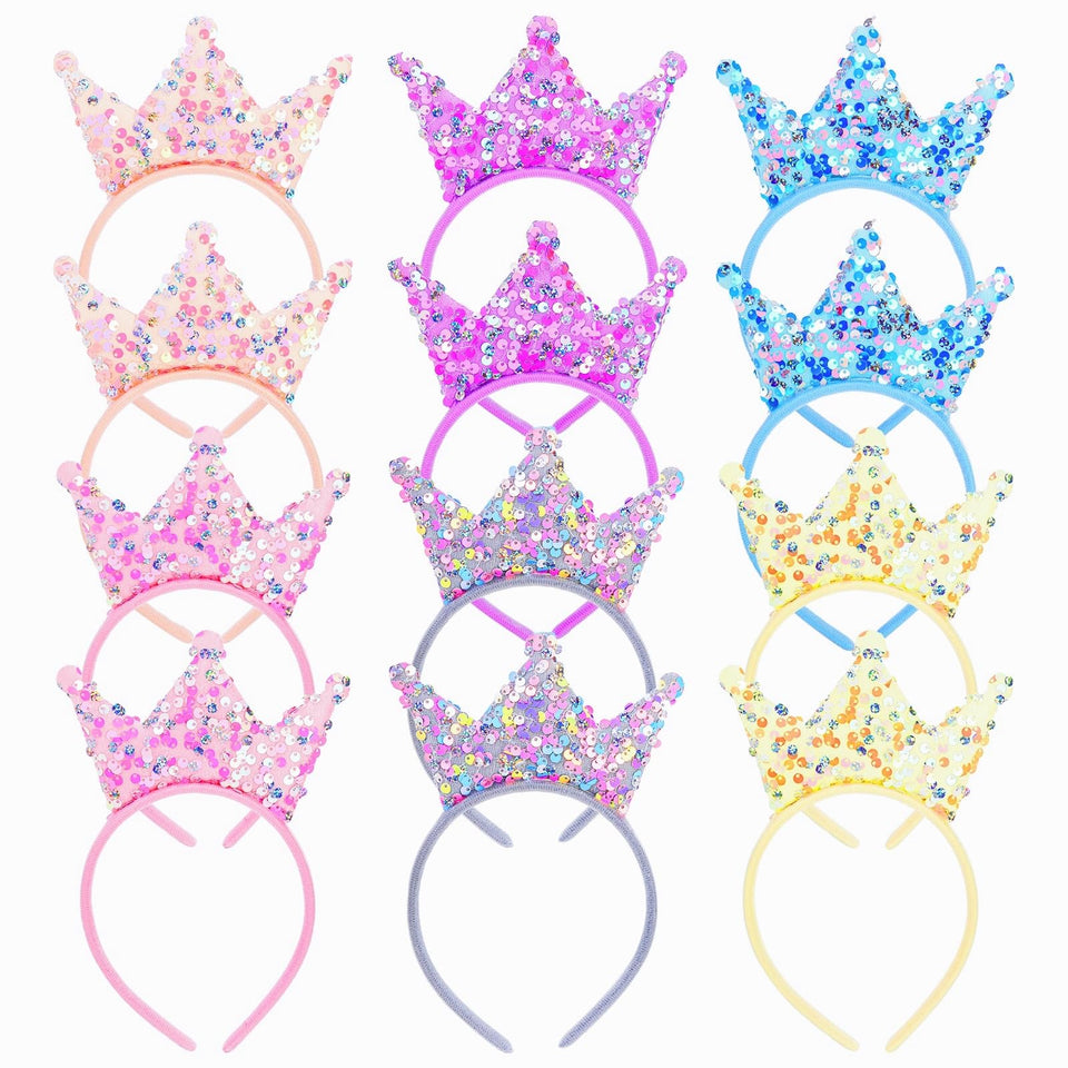 Acshio princess crown headband pink sequin for festive party styling