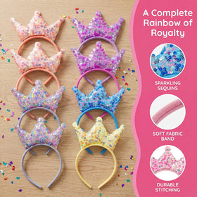 Acshio princess crown headband purple sequin elegant party accessory