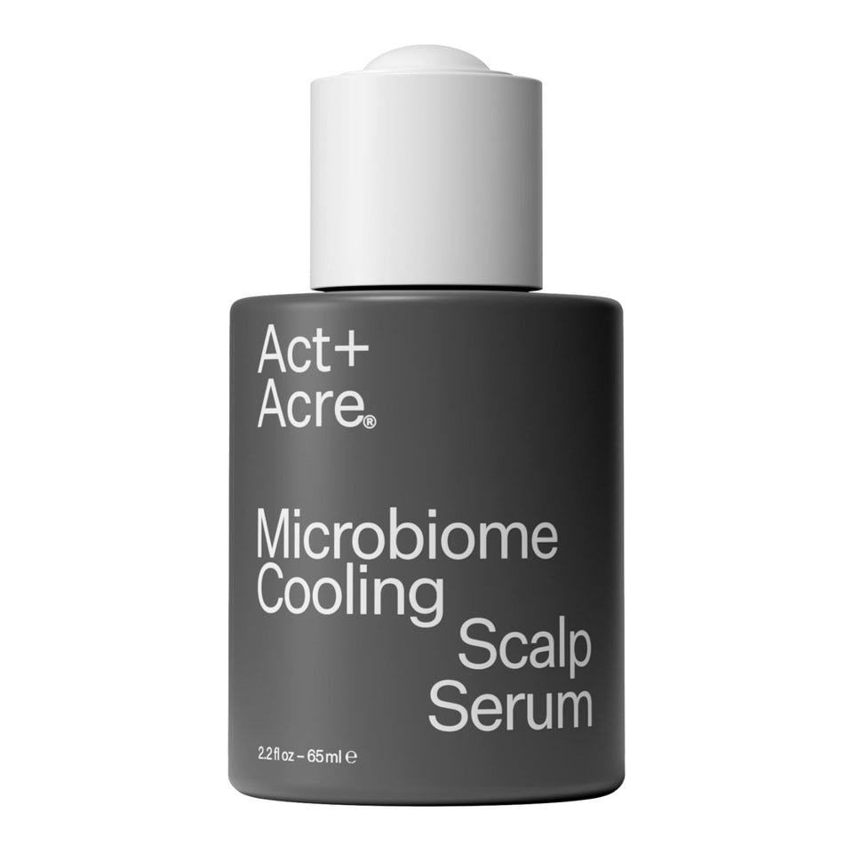 Act+Acre microbiome cooling scalp serum bottle for daily scalp comfort and balance.