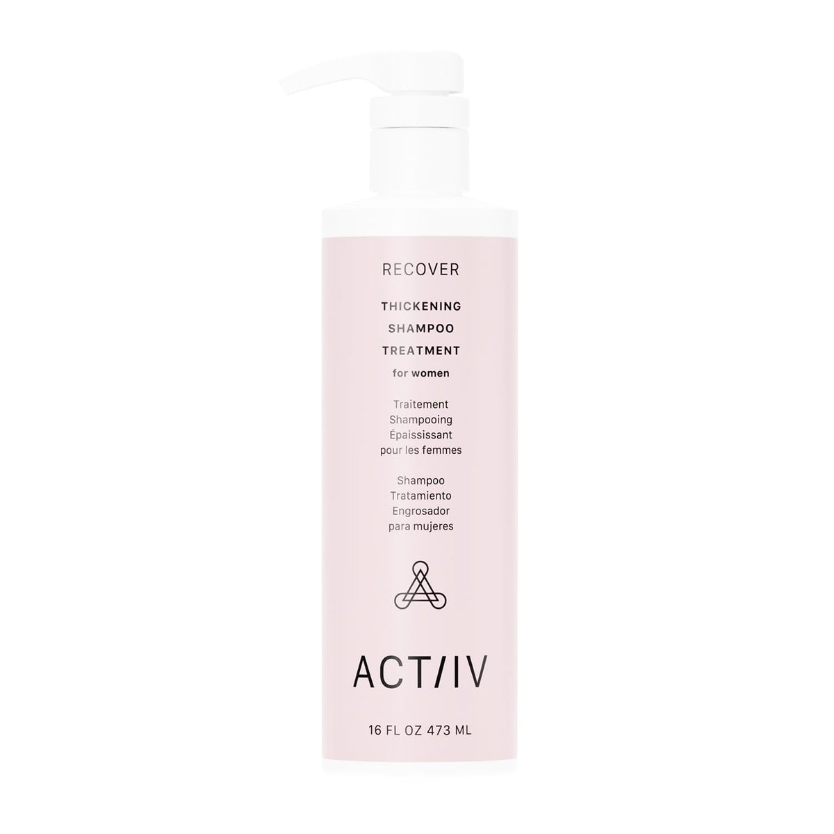 ACTIIV Recover thickening shampoo bottle highlights premium design and scalp-friendly formula.