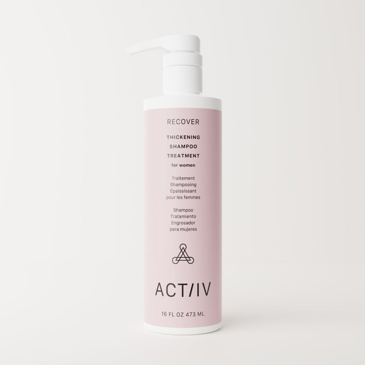 ACTIIV Recover thickening shampoo pour demonstrates easy application and cleansing.