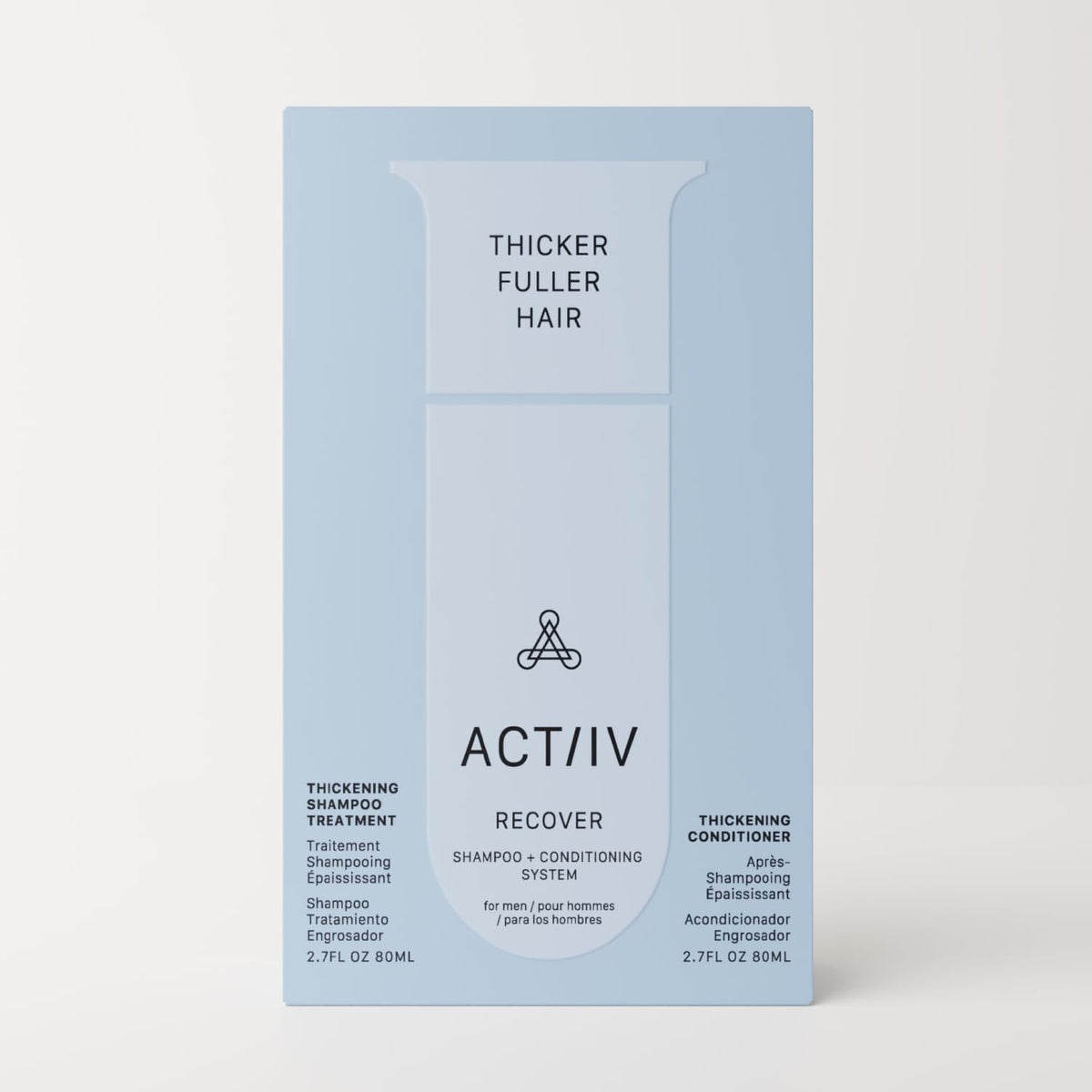 ACTIIV Recover Travel Duo conditioner tubes, color-safe vegan formula for all hair types