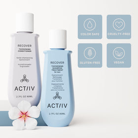 ACTIIV Recover Travel Duo gym-bag display, ready for on-the-go hair care routine