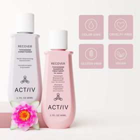 ACTIIV label close-up, emphasizing vegan, plant-based care and color-safe formula.