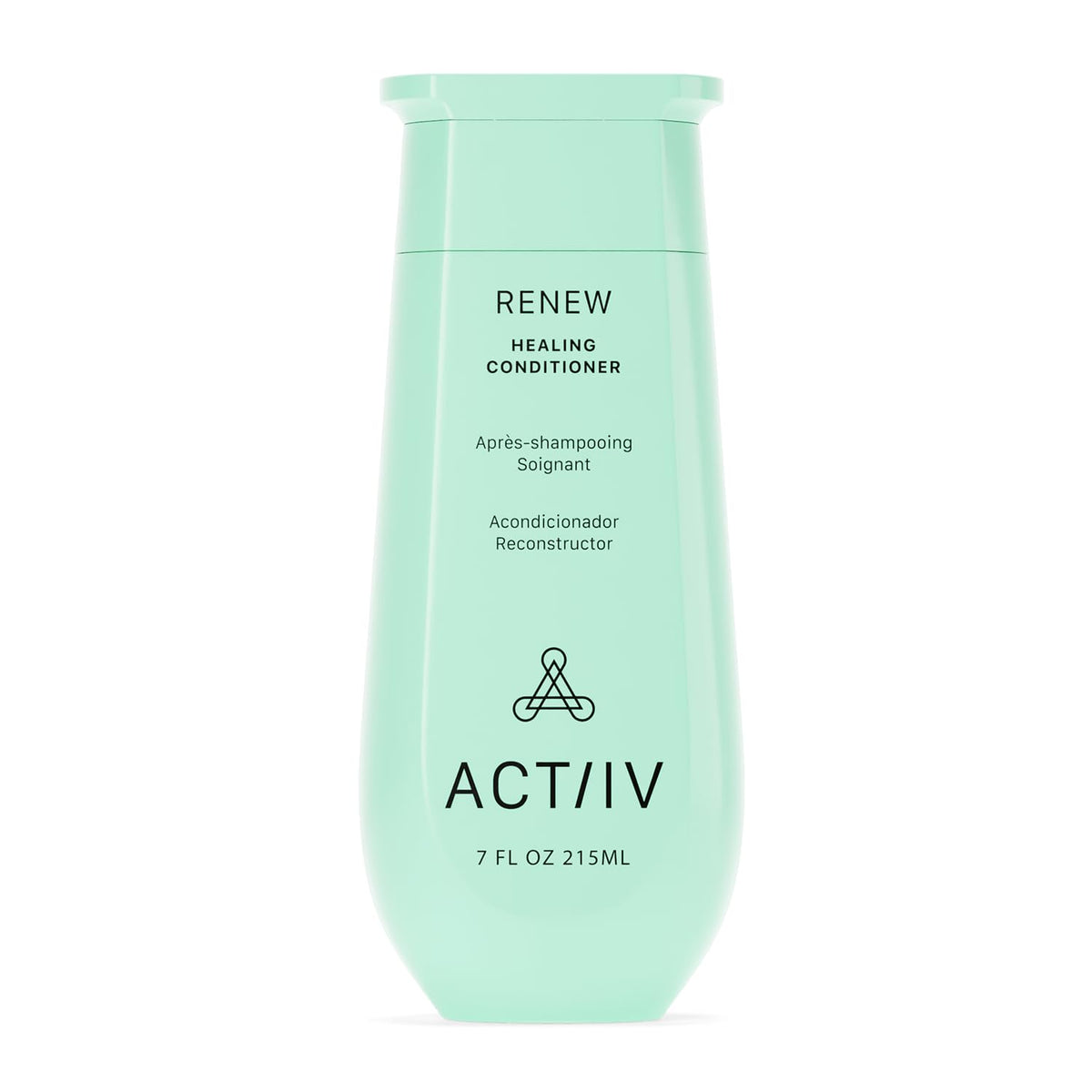 ACTIIV Renew Healing Conditioner bottle on shelf showing hydration for all hair types.
