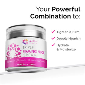 ACTIVSCIENCE Neck cream application closeup illustrating smooth, even coverage.