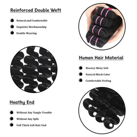 ACTLADY 16A body wave bundle back view highlighting thickness.