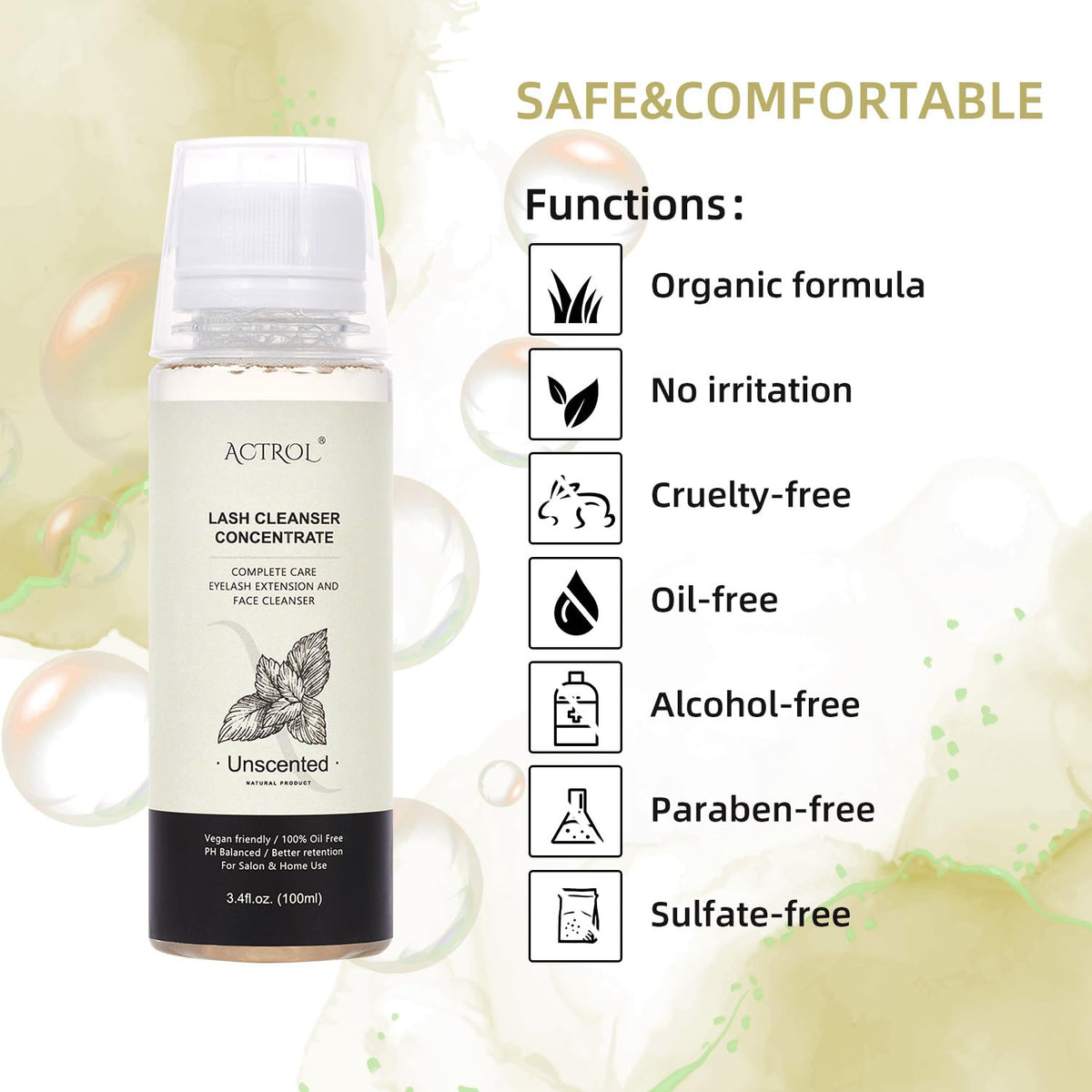 ACTROL eyelash shampoo concentrate being mixed to 1:5 ratio for DIY care