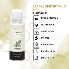 ACTROL eyelash shampoo concentrate being mixed to 1:5 ratio for DIY care