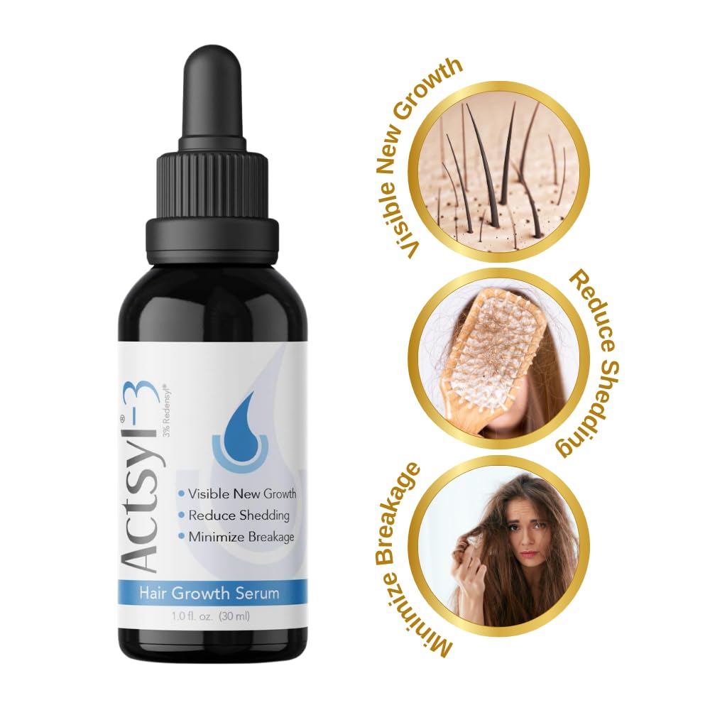 Dropper releasing Actsyl-3 serum onto the scalp for targeted use.