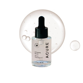 Acure AI Peptide Serum bottle displaying sleek anti-aging packaging.