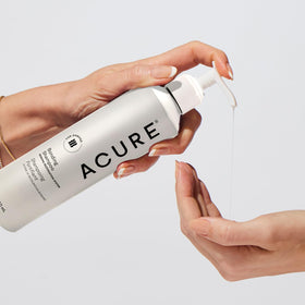 Acure Bonding Shampoo serene bathroom setup for a simple routine.