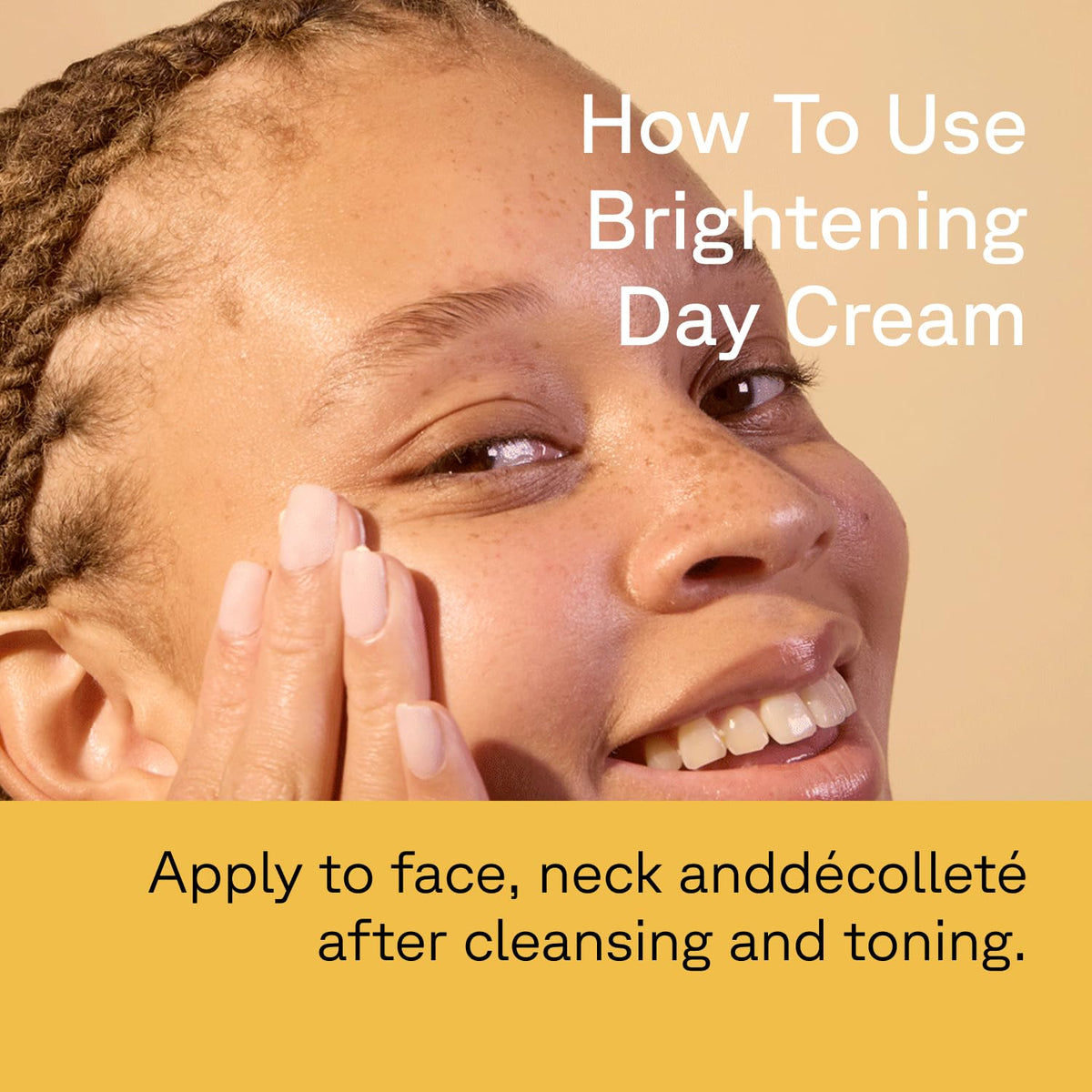 Acure Brightening Day Cream application on hand for easy daily use