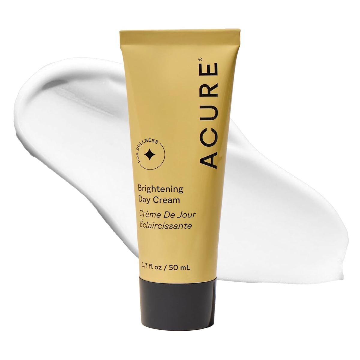 Acure Brightening Day Cream jar closeup showing creamy texture for daily hydration