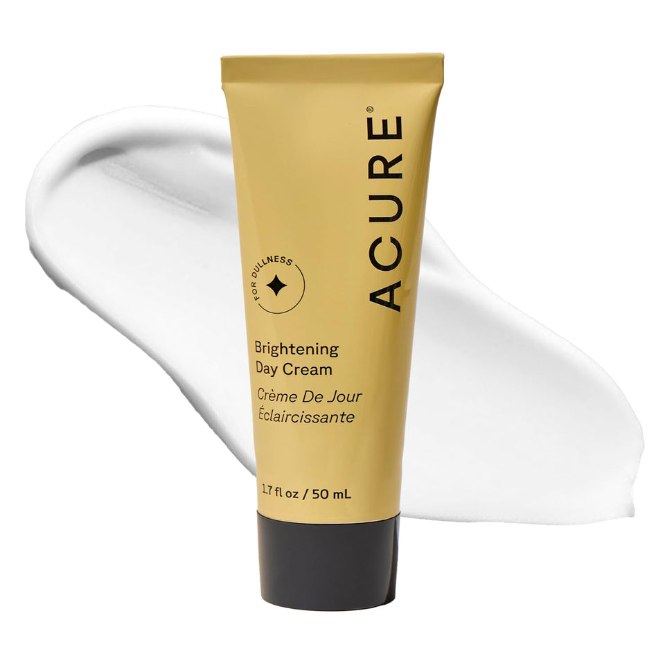 Acure Brightening Day Cream jar closeup showing creamy texture for daily hydration