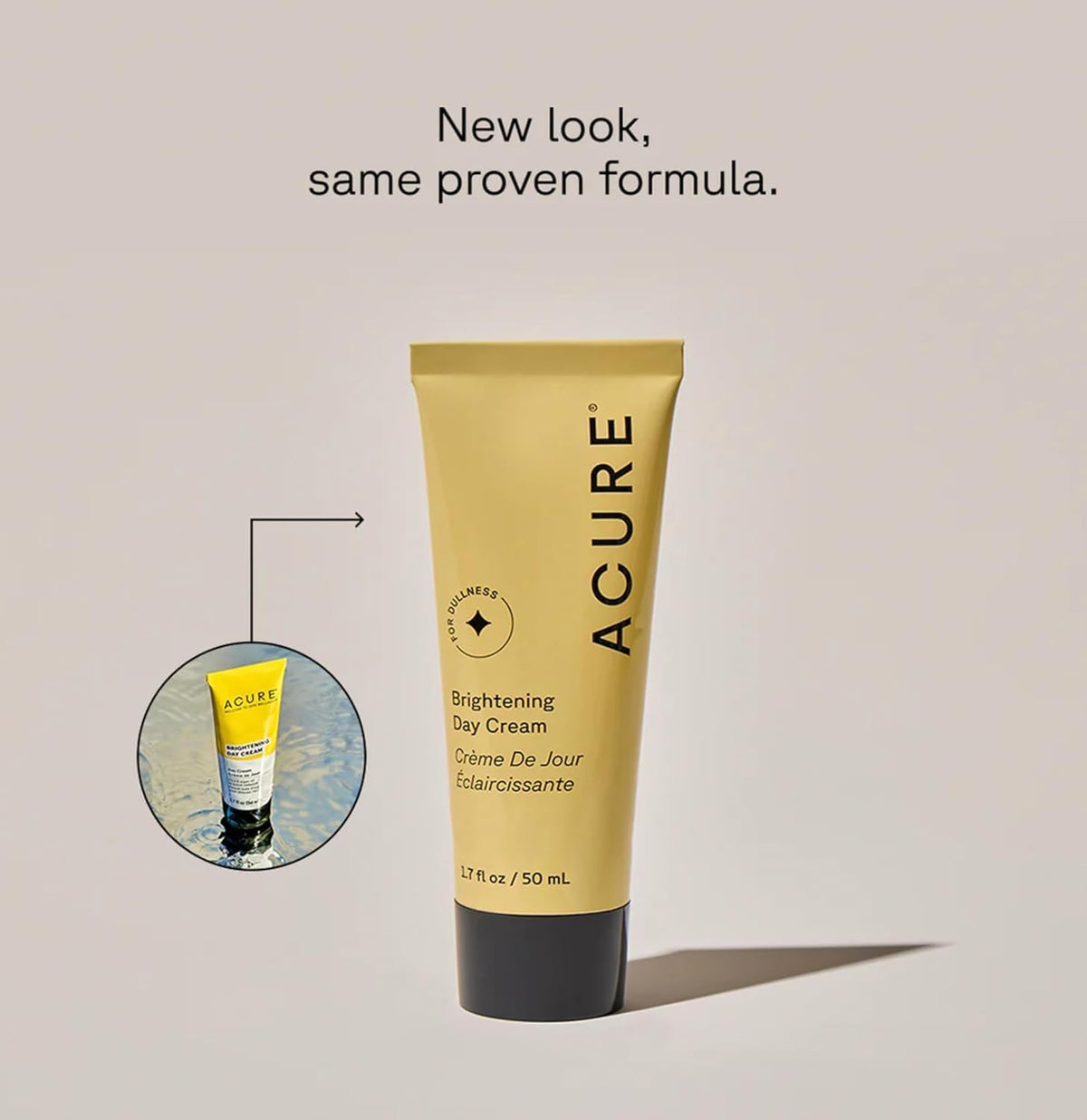 Acure Brightening Day Cream texture swirl highlighting smooth lightweight hydration