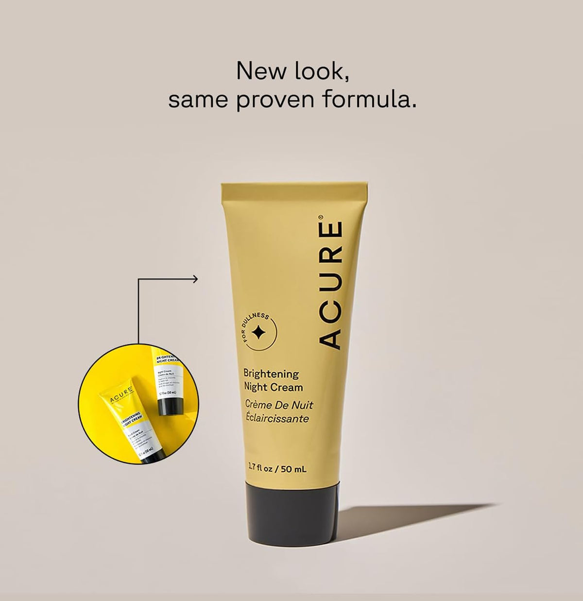 Acure Brightening Night Cream jar texture showing rich, non-greasy moisture.