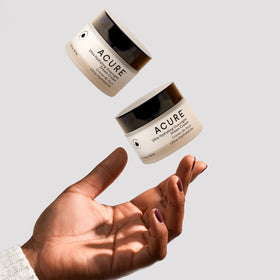 Acure Ultra Hydrating Overnight Dream Cream swatch on skin for dewy morning glow.