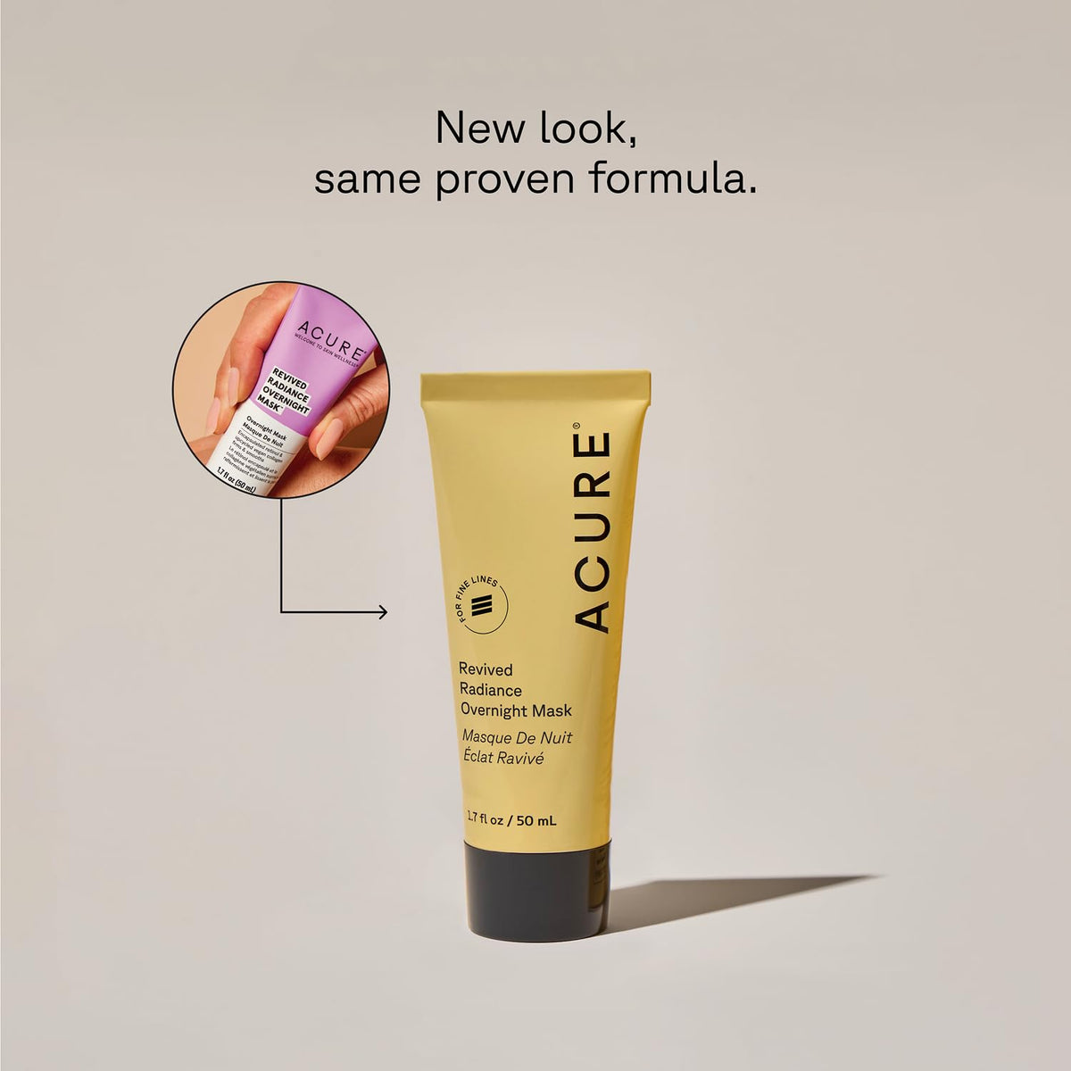 Acure night-time skincare ritual bottle shows capsule-retinol for potential smoothing