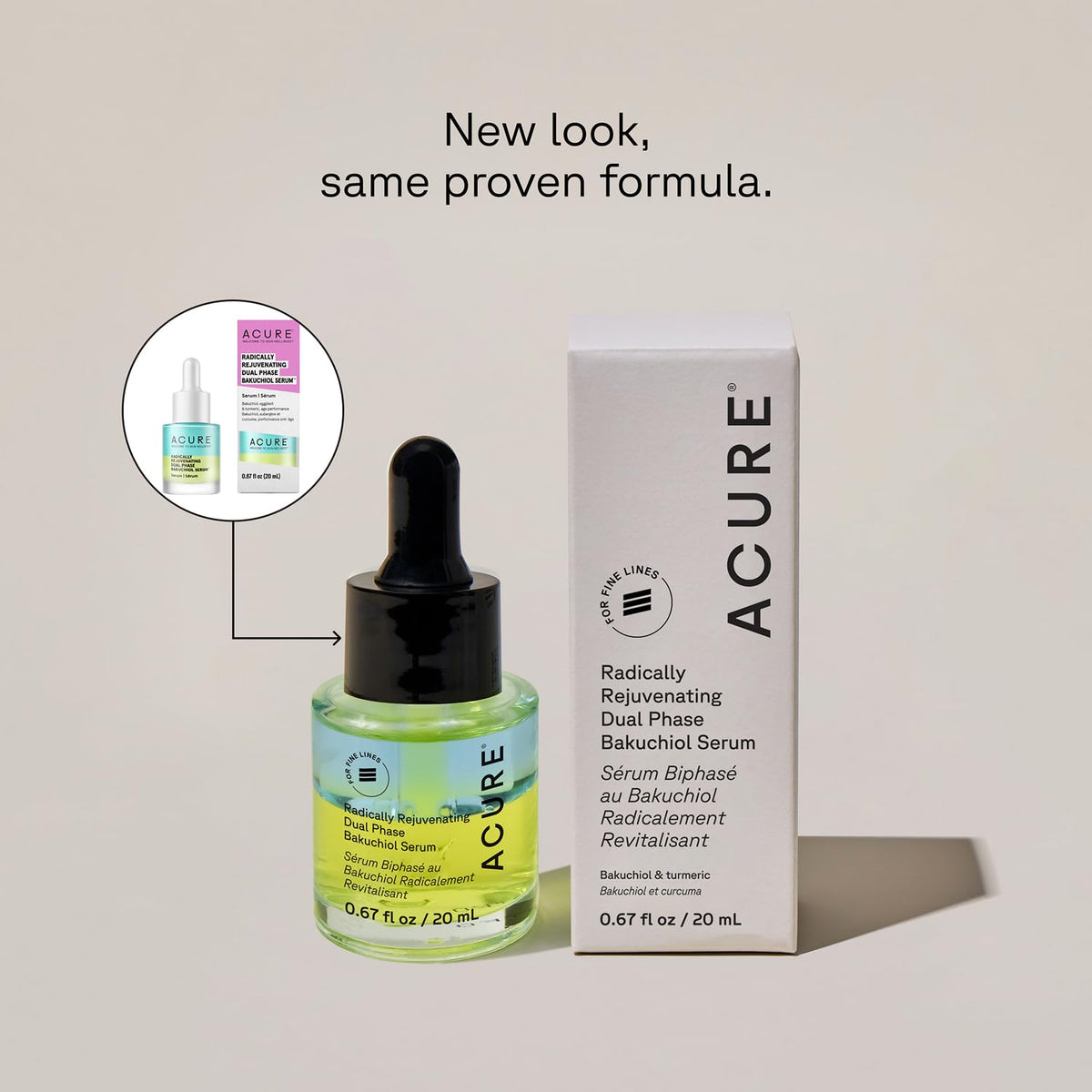 Acure Bakuchiol Serum dual-phase pour cap demonstrates easy application and even coverage.