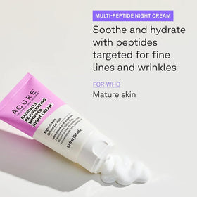 Acure night cream being applied to face for nourishing overnight care
