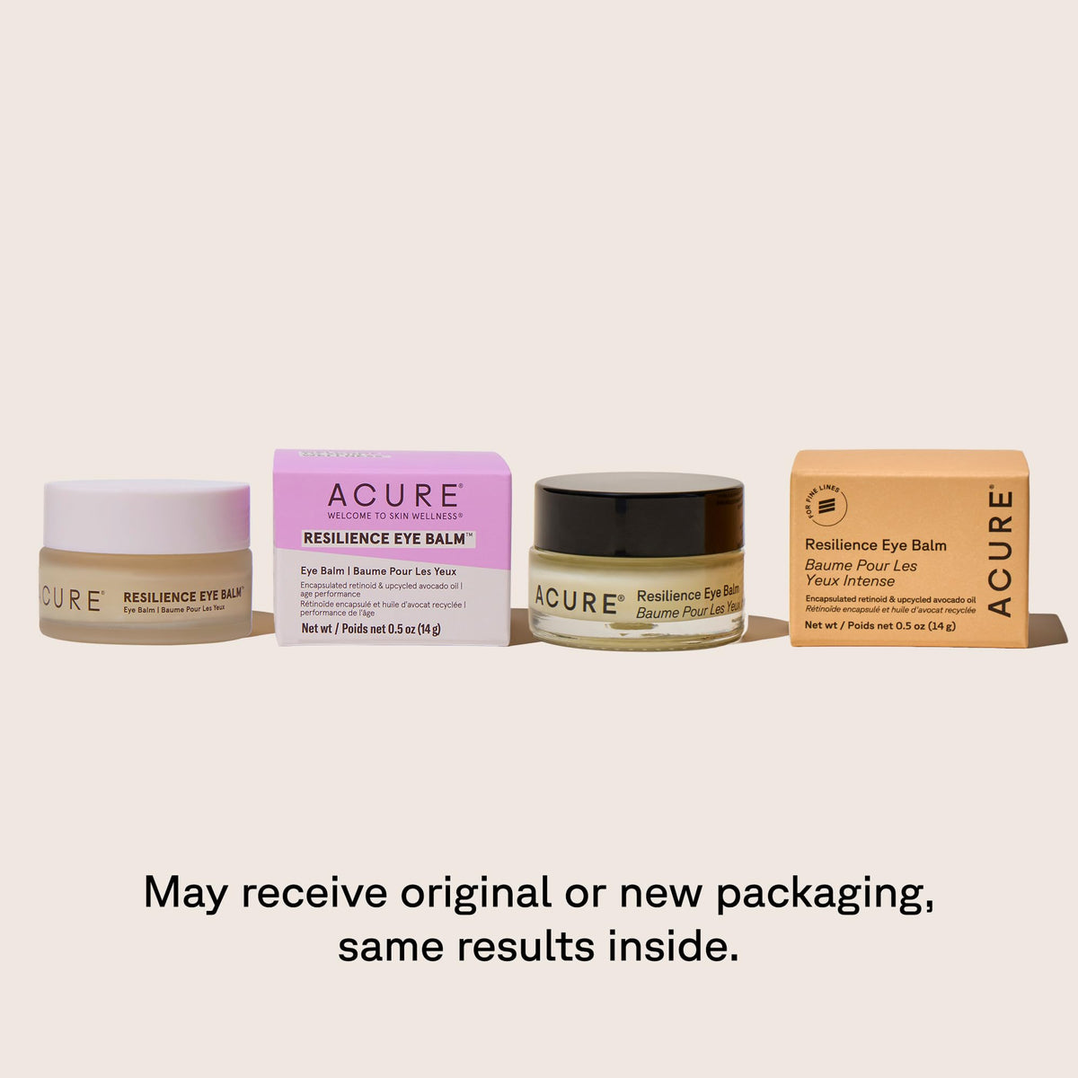 Acure Resilience Eye Balm application swipe highlighting hydration around the eye area.