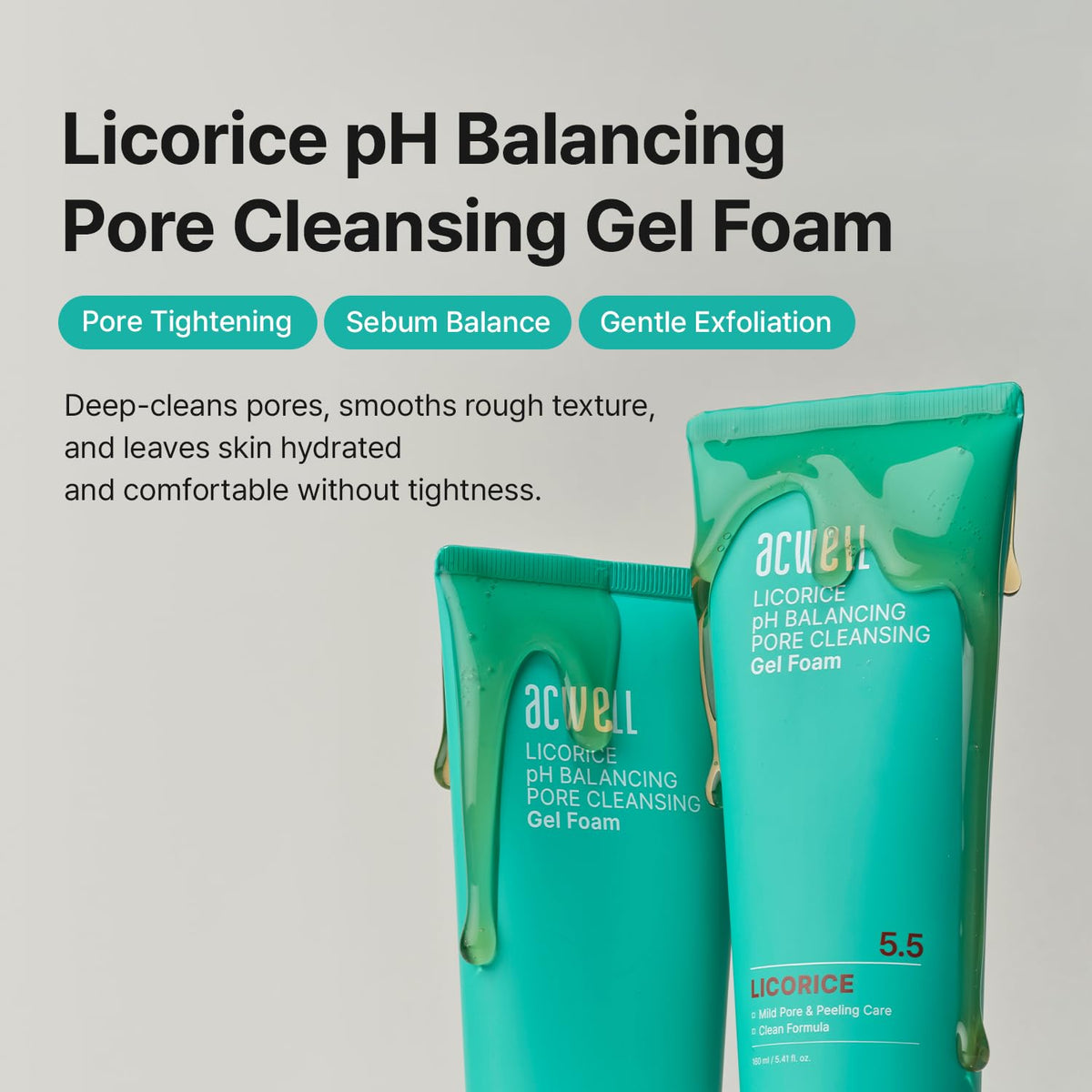 ACWELL Licorice foam texture closeup showing creamy lather for cleansing