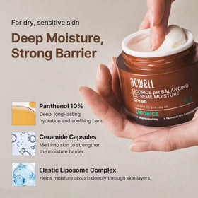 ACWELL Licorice pH Balancing Cream ingredient panel with panthenol supports hydration