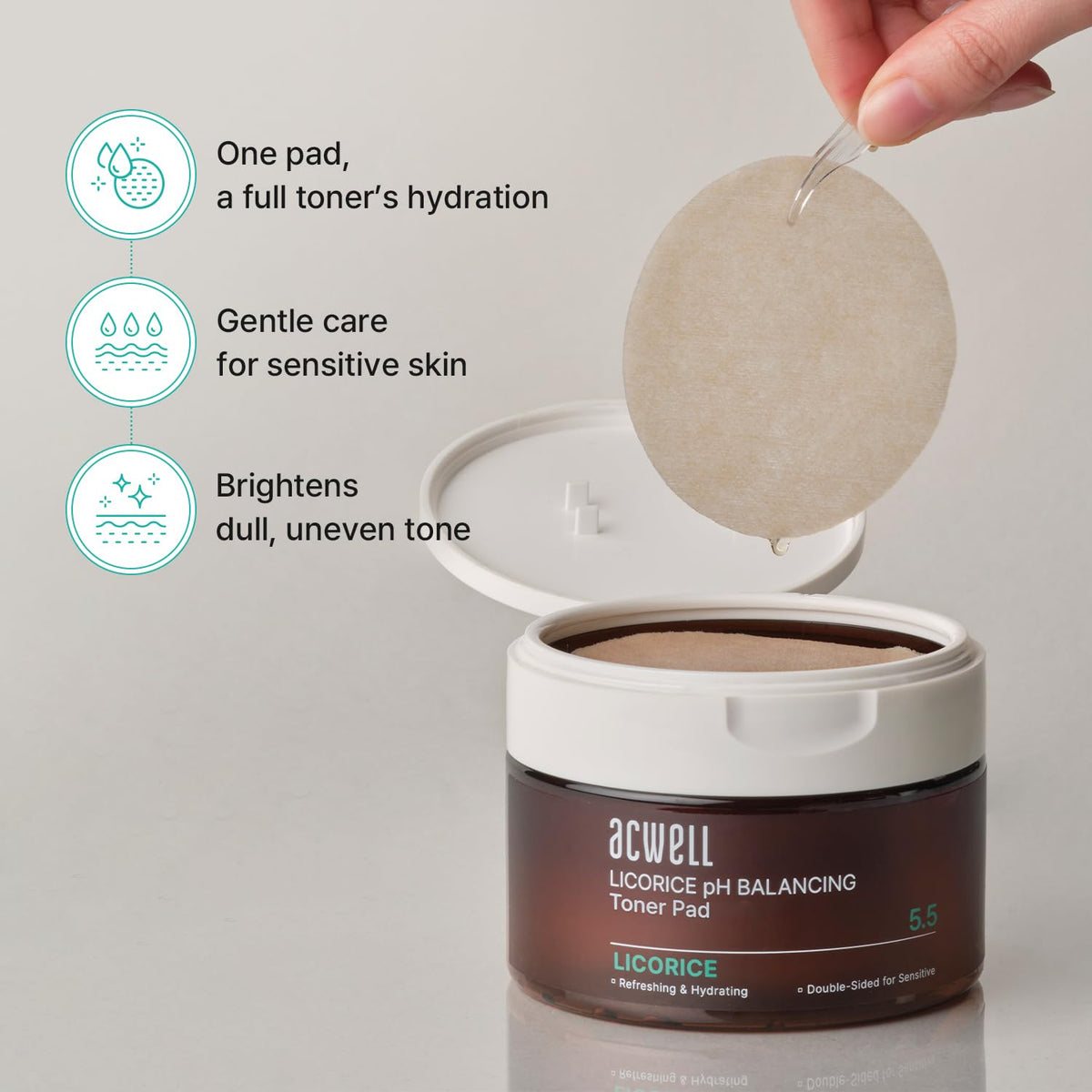 ACWELL Licorice Toner Pads embossed side close-up showing exfoliation texture