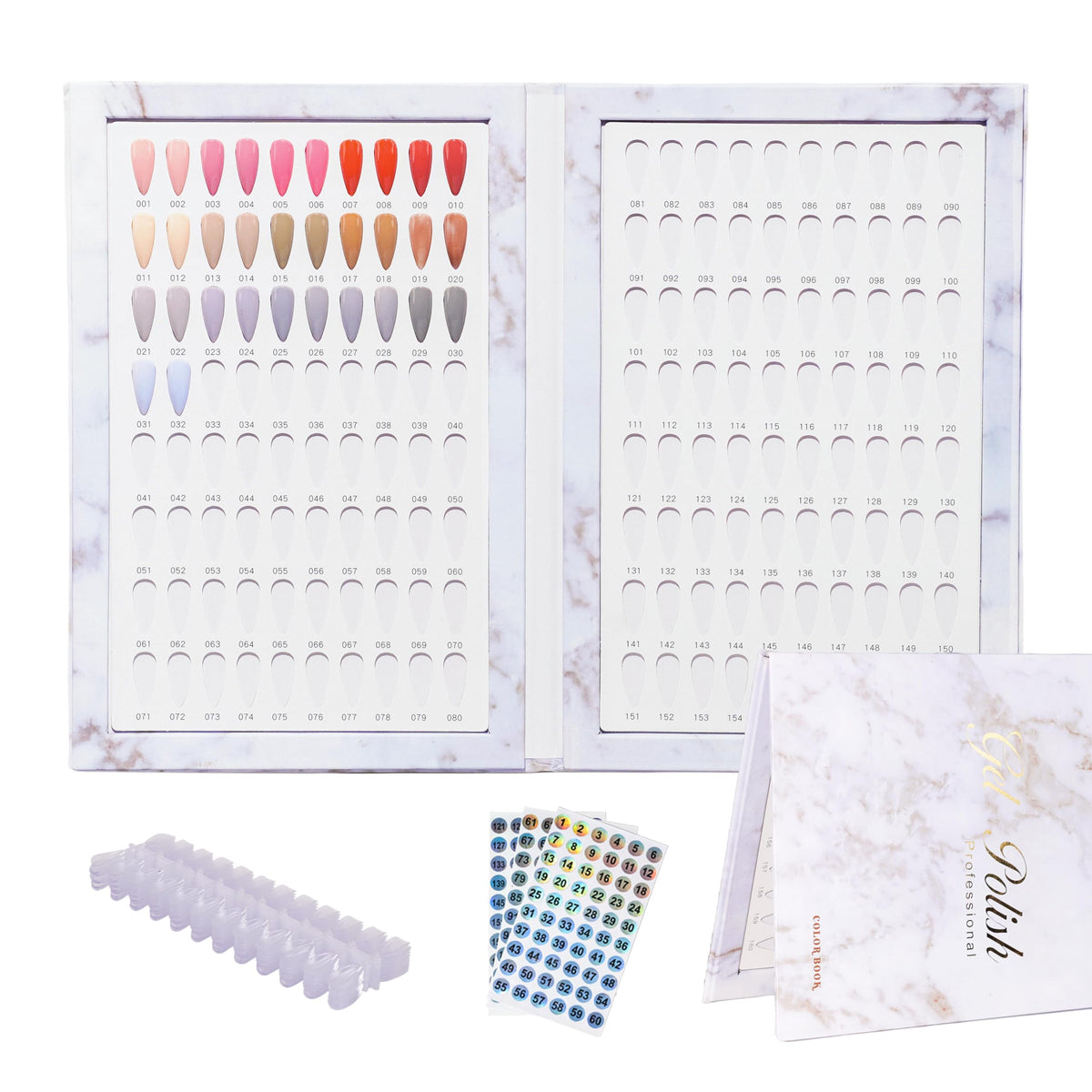 Acycoin2A 160-color display book shows wide nail color options for planning.