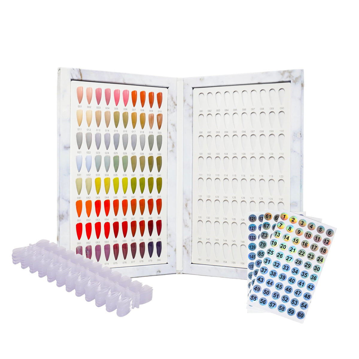 Acycoin2A 240-nail-tips-pack provides sturdy tips for quick color matching.