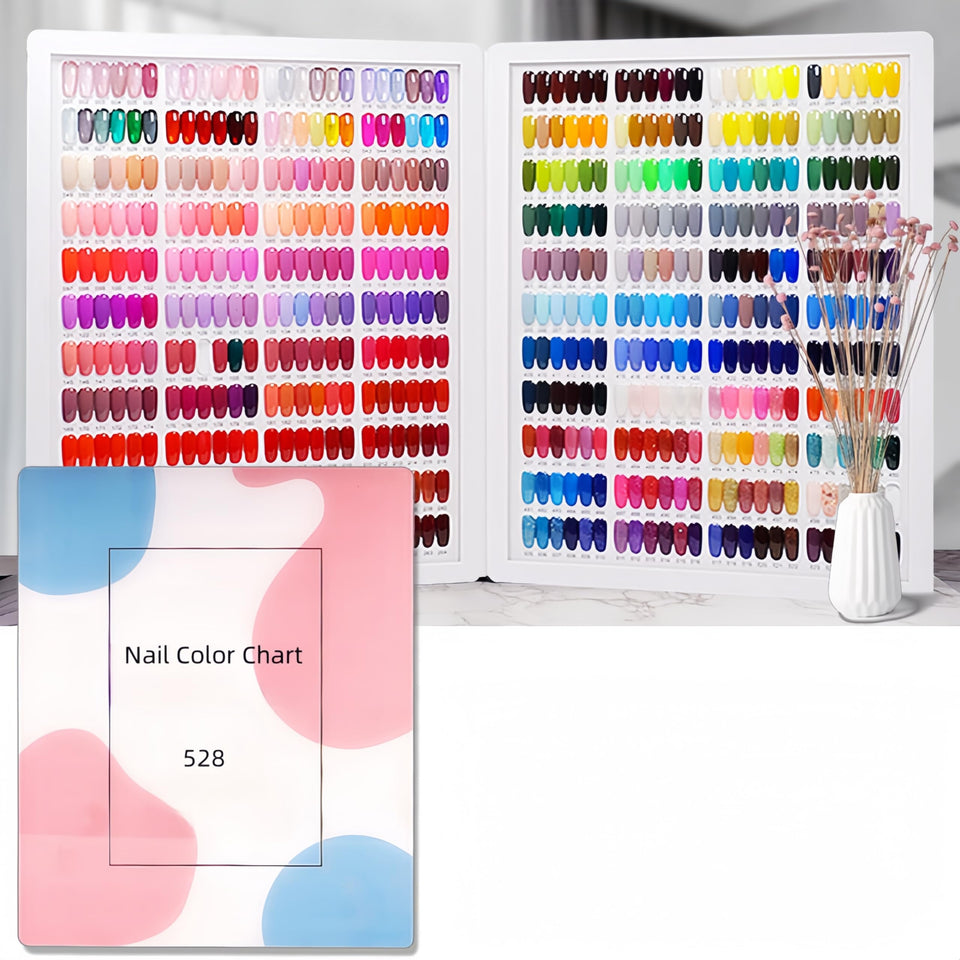 Acycoin2A 528 nail color book cover displaying organized color samples for quick selection
