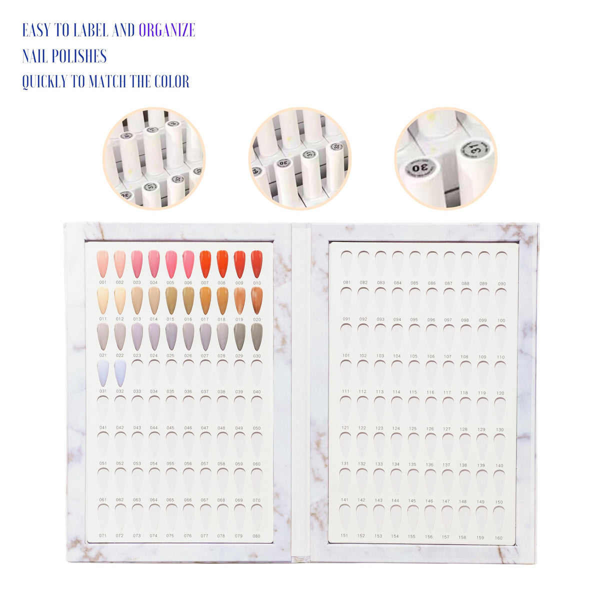 Acycoin2A UV-gel-color-card-board helps organize gel swatches for client previews.