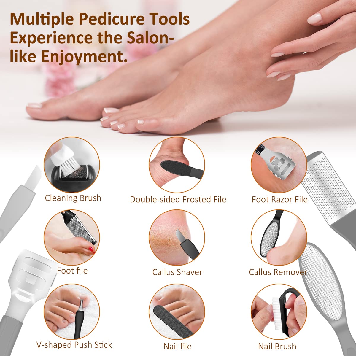 AdamPark coarse and fine files with scraping knife for dead skin removal