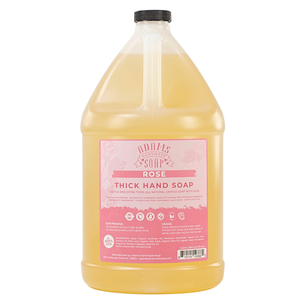 Adams Handmade Soap castile hand soap rose refill bottle for gentle everyday cleansing