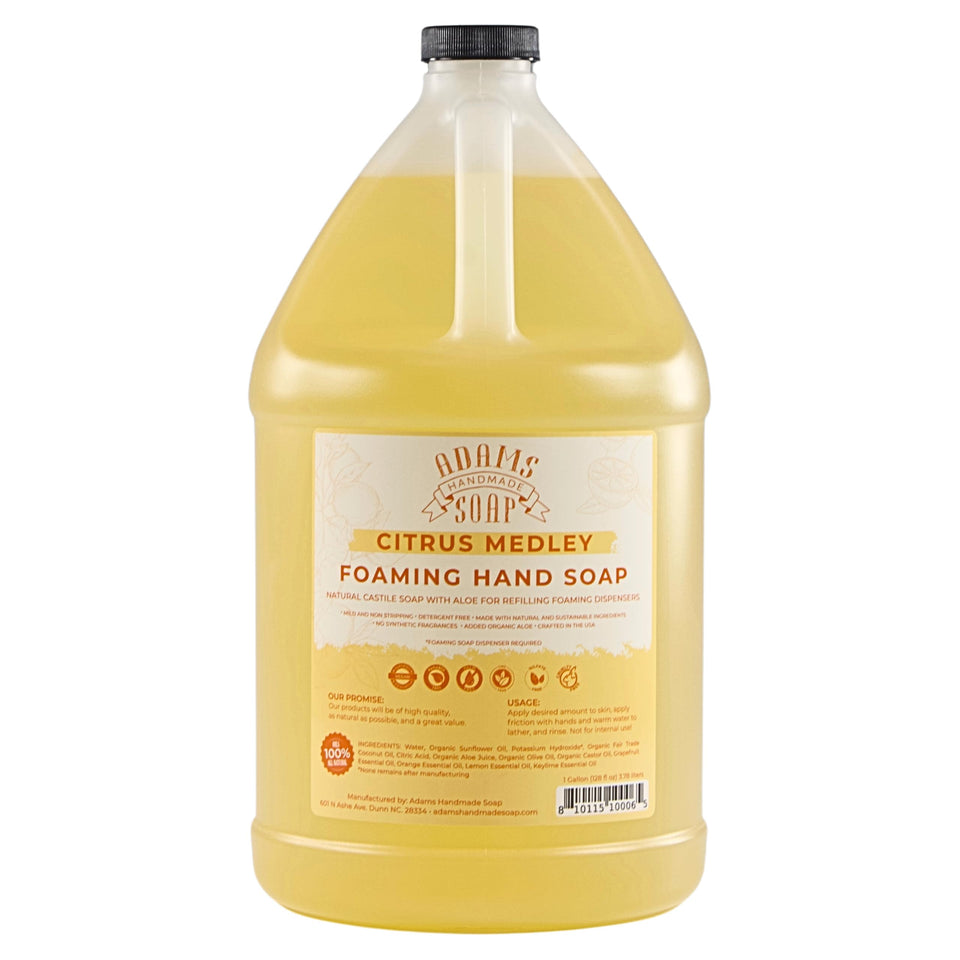 Adams Handmade Soap Citrus Medley bottle pour for quick pre-diluted foaming hand wash