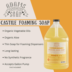 Adams Handmade Soap Citrus Medley ingredients label highlights plant-based oils and aloe