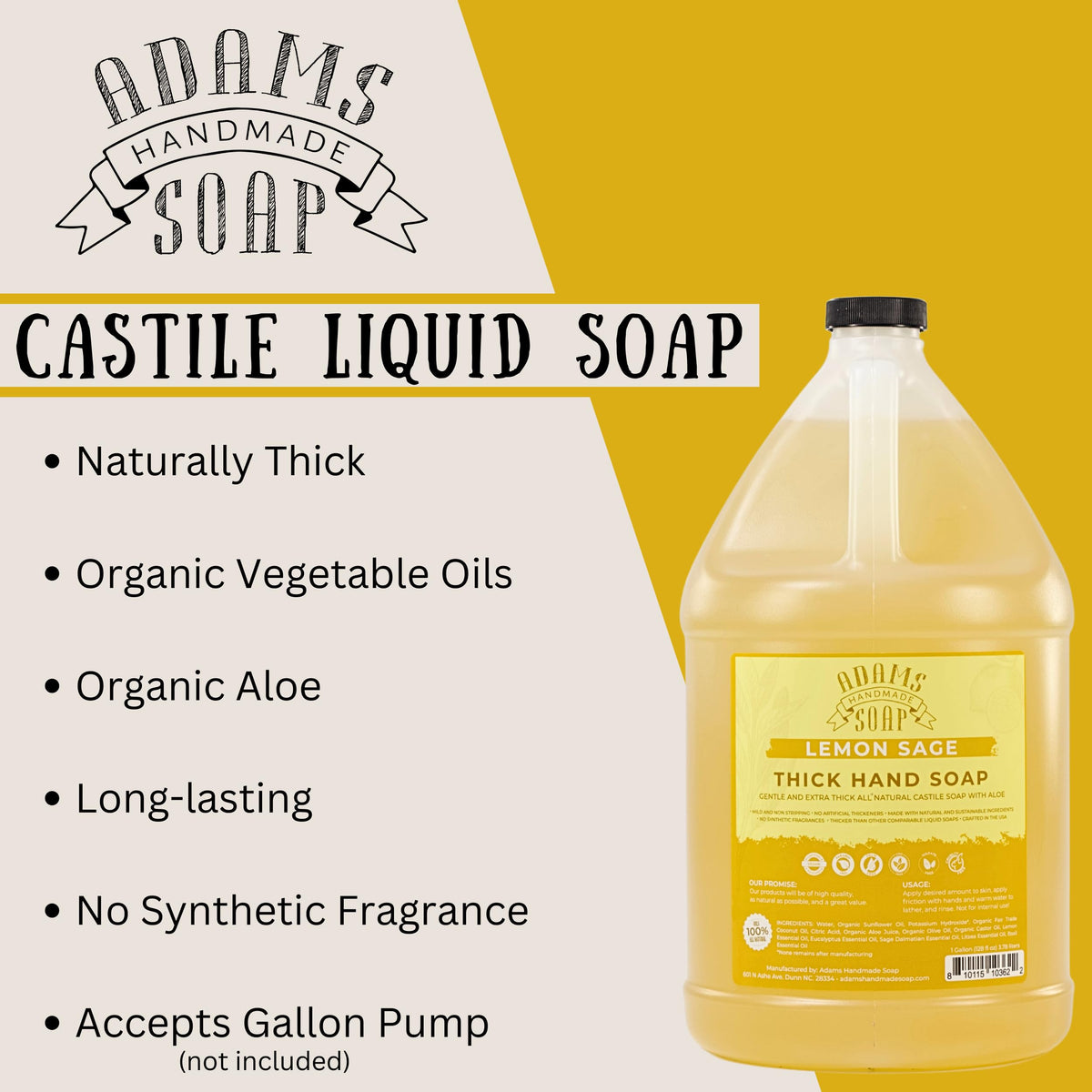 Adams Handmade Soap eco-friendly packaging lemon sage emphasizes sustainable refill